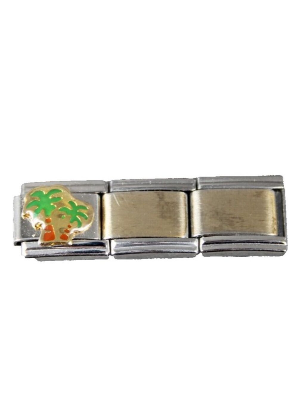 D'linQ "Palm Tree" Stainless Steel Elastic Stretch Chain Link Italian Charm